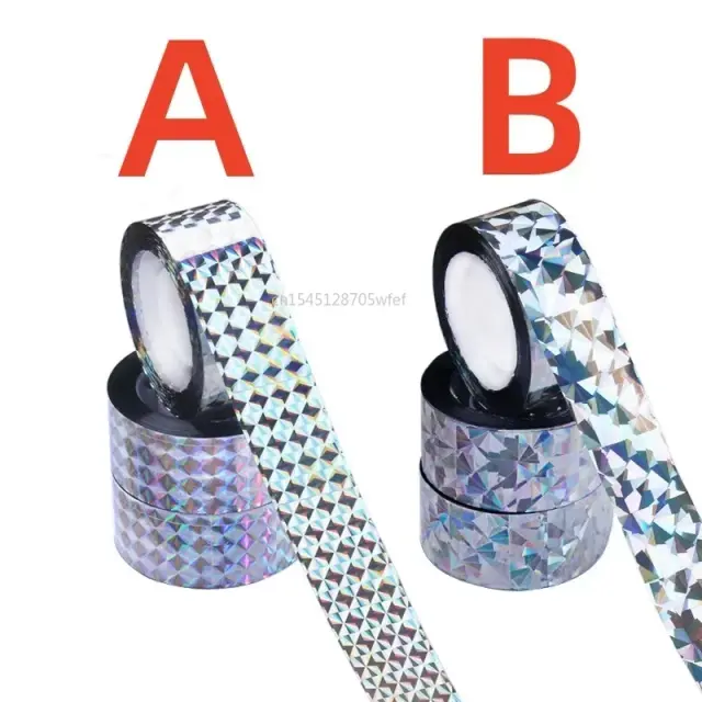 Fita Decorativa Antiaderente a Laser para DIY com Glitter, Adesivo de Estampagem Quente em Prata e Dourada - 50m para Presentes e Decoração de Casa