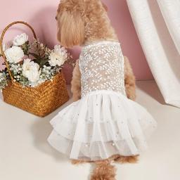 Adequado para gatos e cães, Terno de casamento, Vestido de malha, Verão - Image 1