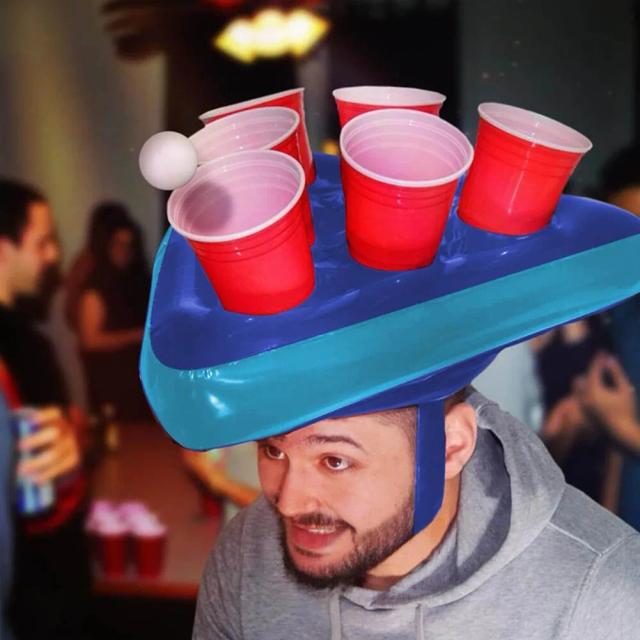Jogo Interativo de Cerveja Pong Inflável para Crianças com Anéis e Chapéus para Diversão ao Ar Livre