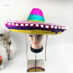Chapéu de palha mexicano para festas, chapéu mexicano, boné decorativo, cocar protetor, performance do festival, Fedoras - Image 1