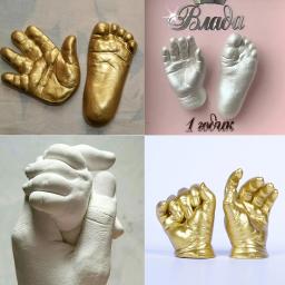 Kit de fundição manual, faça você mesmo, kit de moldagem de estátua de gesso, molde de impressão manual 3d, kit de fundição em pó, lembrança de bebê, kit de fundição de mãos e pés - Image 3