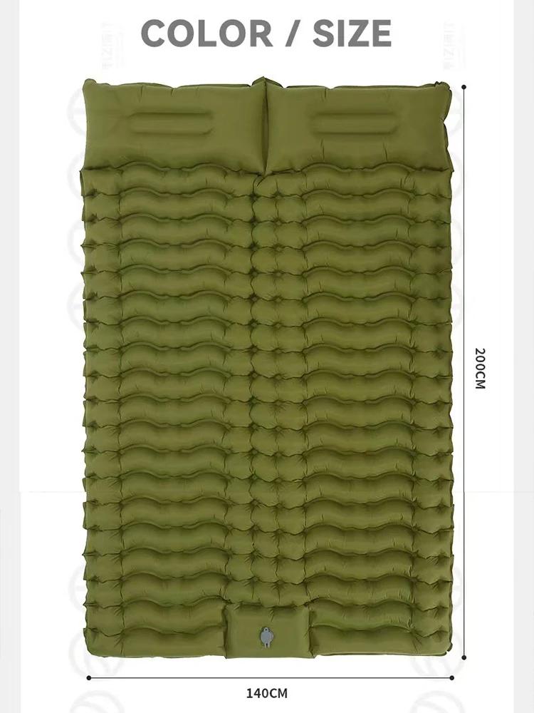 Ao ar livre 2 pessoas cama de viagem esteira de ar dupla almofada de dormir para acampamento auto-inflável colchão de dormir com travesseiro para caminhadas - Image 1