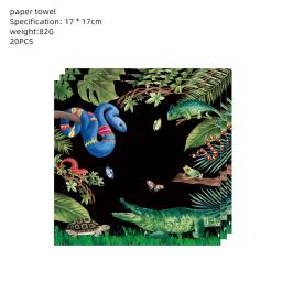 Réptil Decoração de Festa, Lagarto, Serpente, Crocodilo, Copos De Papel, Pratos, Guardanapos, Toalha De Mesa, Balões para Criança, Menino, Baby Shower - Image 3