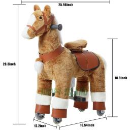 Passeio de pelúcia no brinquedo do cavalo para crianças, Cavalo Premium, Brinquedo animal, Brinquedo ambulante com rodas, 3-6 anos de idade - Image 5