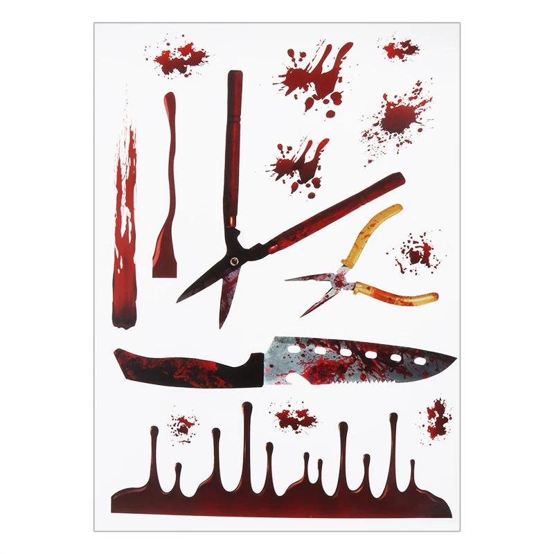 Halloween Decoração Assustador Adesivo, Parede Assustador Horror, Pegada Handprint, Sangue, Crânio, Janela - Image 1
