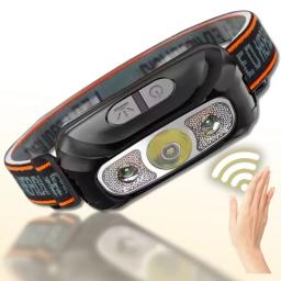 Recarregável Indução Cabeça Lanterna, Poderoso Sensor Farol, Tocha LED, Camping Cabeça Luz, Busca Luz - Image 1