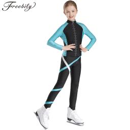Jaqueta e calças de patinação no gelo para meninas, figura leve de strass, trajes artísticos de ginástica para crianças - Image 1