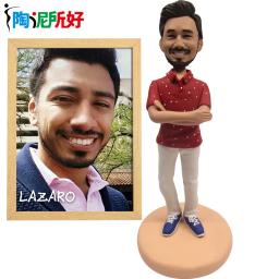 Figura Bobblehead feita à mão personalizada, boneca de argila personalizada em fotos, estatueta de pessoa real personalização 3D, presente de Natal para homens - Image 1