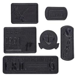 Auto-adesivo preto bordado tecido Patch, roupas de couro, Mend Decore, Iron On Patch, Vestuário Costura Patches para Vestuário, 6pcs - Image 6