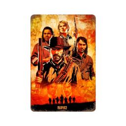 Red dead redemption 2 decoração de metal cartaz do vintage estanho sinal de metal placa decorativa para pub bar homem caverna clube decoração de parede - Image 5