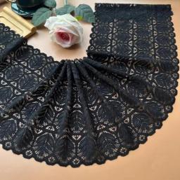 Padrão Flor Tecido Elástico Lace, Black Series, Fita, Guarnição do laço, DIY Artesanato, Tecidos Africanos, Qualidade, Largura, 1 m - Image 3