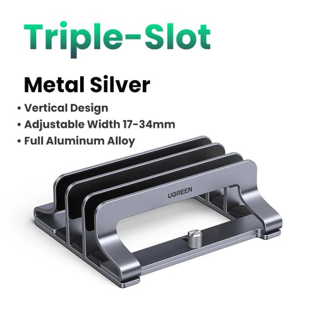 Suporte Vertical em Alumínio UGREEN para Laptop, Notebook, MacBook, Tablet e Telefone com Slots Triplos