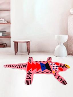 Rosa jacaré forma tapete para o quarto, tapete decorativo bonito, padrão étnico geométrico, animal tribal, tigre laranja - Image 1