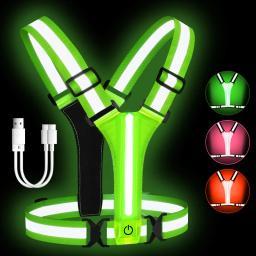 Led correndo colete usb recarregável reflexivo brilhante refletor cintas de alta visibilidade noite correndo equitação roupas elástico - Image 1