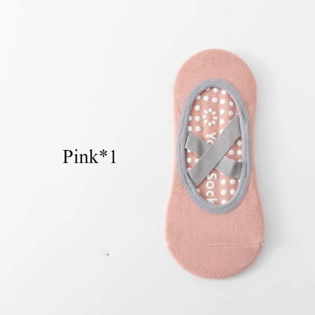 Meias de Yoga Profissional Feminina Antiderrapante com Silicone - 3 Pares