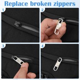 Kit de reparo com zíper destacável, kit de reparo com aba de zíper, abertura dupla, controle deslizante de substituição de zíper de metal para malas, bolsas e roupas - Image 5
