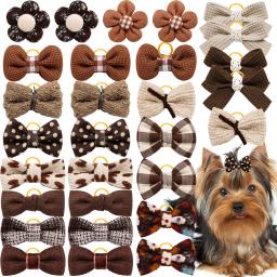 Pet cabelo arcos com bandas de borracha, pequeno cão e gato Bowknot, cães bonitos arcos, Pet Grooming acessórios, 10pcs - Image 1