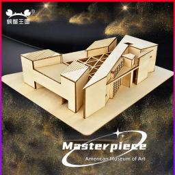Casas em miniatura Kits De Construção, Diorama DIY, Modelo Arquitetônico, Brinquedos 3D Puzzle, Museu De Arte De Construção De Madeira, 1:100, Escala 1:200 - Image 1