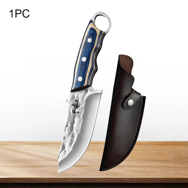 Faca de Aço Inoxidável Forjada à Mão para Chefs: Ideal para Fatiar Frutas, Peixes e Carnes