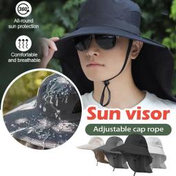 Chapéu de pescador ao ar livre aba larga balde chapéu com pescoço caminhadas capa ajustável ao ar livre pesca acampamento viagem anti uv chapéu boné - Image 2