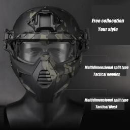 Máscara tática com conjuntos de óculos, exterior, airsoft, paintball, proteção facial total, aço, jogo de CS, tiro - Image 4
