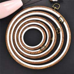 Rodada De Madeira Cor Bordado Hoop Frame Set, Ferramenta De Costura, Anéis De Argola De Plástico para DIY, Ponto Agulha Artesanato - Image 1