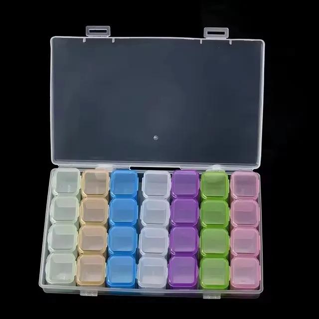 Caixa Organizadora para Pintura de Diamante com 28 Grades - Ferramentas de Artesanato e Acessórios para Bordado e Strass DIY
