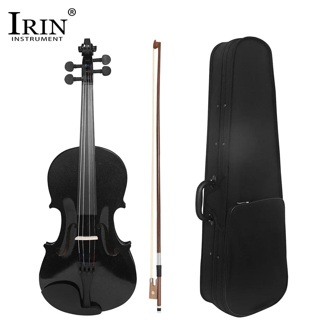 Irin V-10 violino preto conjunto de violino de madeira maciça com caso de pano arco instrumento de cordas profissional violino para prática - Image 1