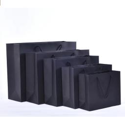 1pc alta qualidade preto tote saco de loja de roupas saco de presente requintado saco de compras suprimentos vários tamanhos disponíveis saco de papel - Image 2