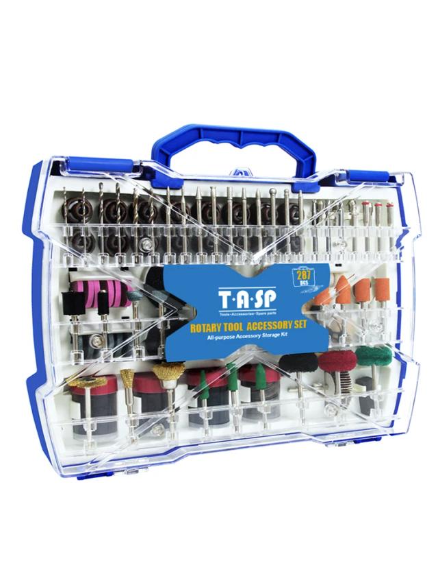Conjunto Tasp 287 Peças de Acessórios para Ferramentas Abrasivas e Rotativas Elétricas - Mini Brocas, Lixas e Polimento Dremel