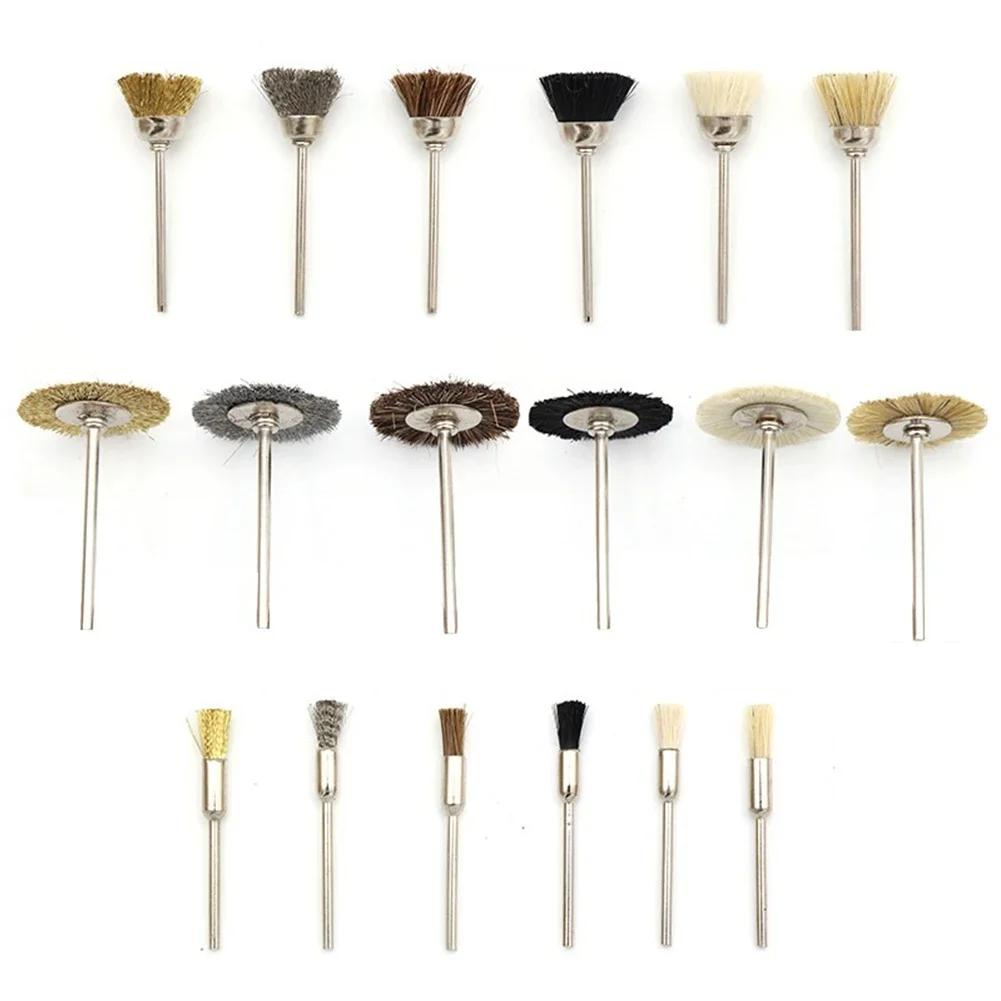 18pc escova de bronze roda de fio de aço para limpeza de metal polimento ferramenta de remoção de ferrugem 2.35 lidar com escova de fio de moagem elétrica polonês - Image 1