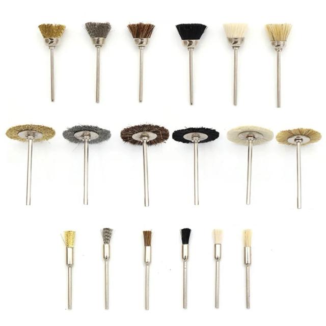 Escova de Bronze com 18 Peças para Limpeza e Polimento de Metal - Ferramenta Elétrica de Remoção de Ferrugem com Cabo de 2.35"