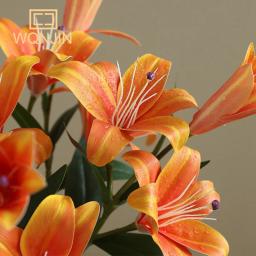 PVC Lily Bouquet para decoração Home, impressão 3D, simulação flor, arranjo de flores do casamento, venda quente, 3 cabeças - Image 4