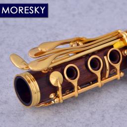 Clarinete profissional de madeira vermelha Moresky, jacarandá BB banhado a ouro, 18 17 chaves, Sib Klarnet, M15 - Image 4