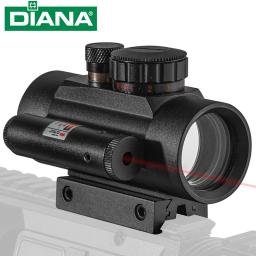DIANA-mira vermelha com laser vermelho, óptica tática, vista do rifle do trilho para a caça, 1x40, 11mm, 20mm, verde - Image 1