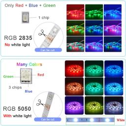 Fita LED com Wi-Fi e controle Bluetooth, luzes RGB, luces de fita flexível, decoração do quarto, retroiluminação de TV, USB, 1m-30m, 5V, 3528, 5050 - Image 2