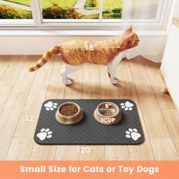 Absorvente Pet Feeding Mat, Placemat para comida e água Bowl, Revestimento de borracha impermeável, Quick Dry Water Mat para cão e gato - Image 6