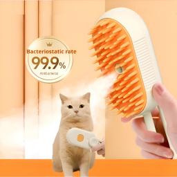 Elétrica Anti-Salpicos Cabelo Remoção Pente, 3 em 1 escova de limpeza, spray fumegante, Massagem, Pet Grooming, Cão, Gato - Image 1