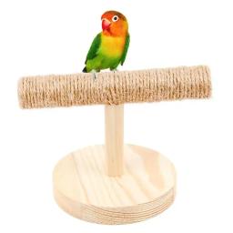 Papagaio De Madeira Do Tabletop Poleiro Brinquedo, treinamento do carrinho do pássaro, garra do sisal do exercício, pés que moem a vara, morder mastigar brinquedos - Image 1