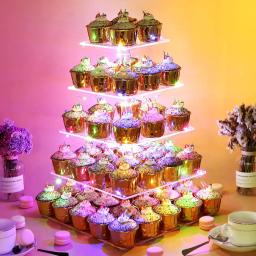 Suporte De Cupcake De Casamento De Cristal Acrílico, Prateleira De Exposição Redonda Do Bolo, Suporte Transparente Do Bolo, Ferramentas De Decoração Do Bolo De Cozinha - Image 1