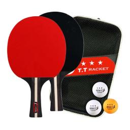 Pá De Tênis De Mesa Com Cabo De Madeira, Acolchoamento De Borracha, Raquetes Premium, 3 Bolas De Tênis De Mesa, 2Pcs - Image 3