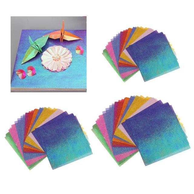 Papel de Origami Artesanal Glitter – 50 Peças de Cartolina Brilhante para Decoração e DIY em Festas