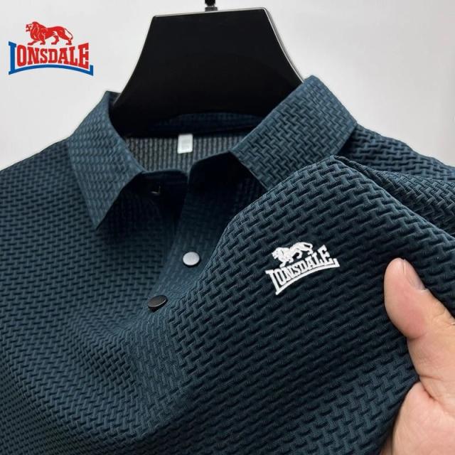 Camisa Polo de Seda Luxuosa Masculina Bordada - Confortável e Respirável para o Verão