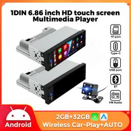 Carro universal multimídia player 1din android sistema inteligente sem fio carplay android suporte automático bt rádio fm conexão aux - Image 1