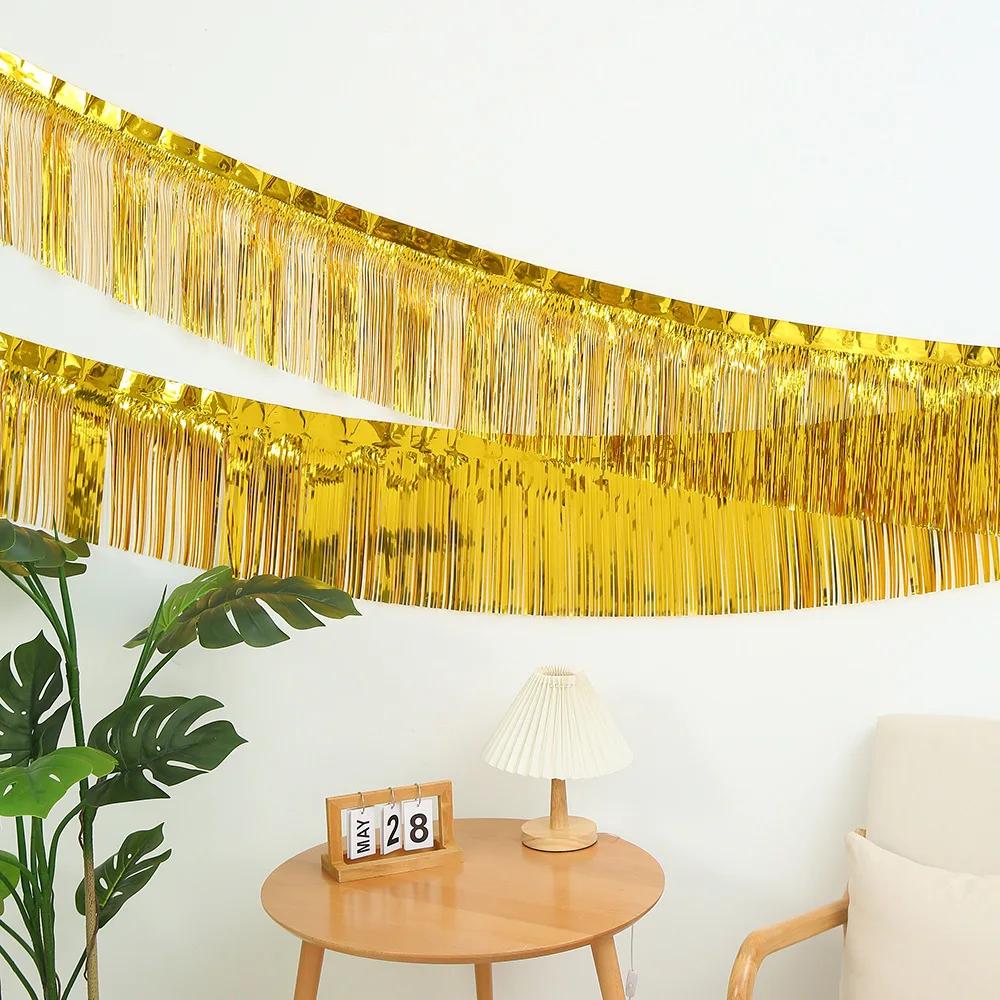 Folha metálica Fringe Garland, Streamers do ouropel, Banner pendurado para desfile, flutuadores, aniversário, casamento, decoração de festa de Natal, 30x300cm - Image 1