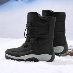 Marca masculina sapatos de inverno à prova dwaterproof água botas masculinas de pelúcia quente casal botas de neve ao ar livre antiderrapante caminhadas botas de trabalho botas de tornozelo - Image 3