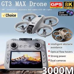Gt3 max mini com led dobrável drones gps 8k hd câmera dupla motor sem escova intelligen evitar obstáculos rc quadcopter brinquedo presente - Image 1