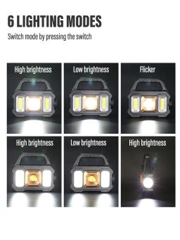 Lanternas LED de alta potência recarregável luz de trabalho de acampamento multifuncional luz portátil carregamento solar 6 modos de iluminação - Image 3