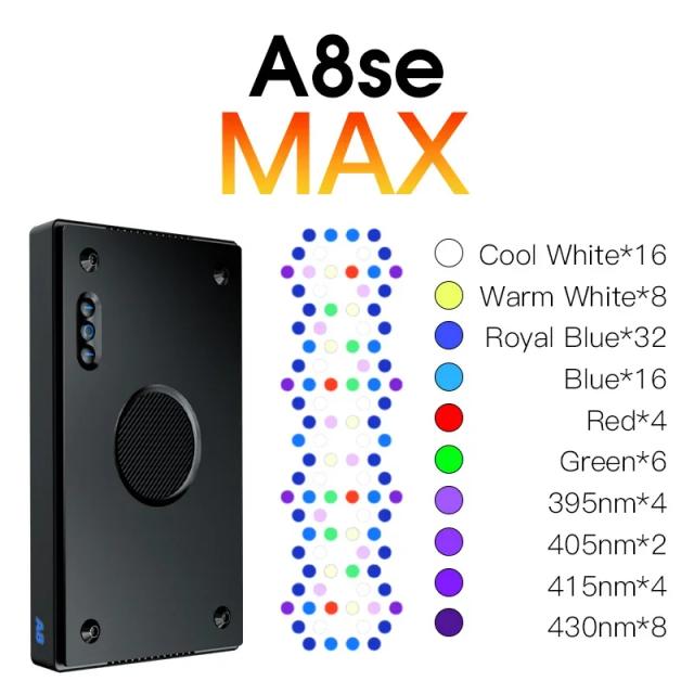 A8se II Max e Azul 240W WiFi APP Controle Água Salgada Aquário Tanque de Peixes Coral Reef LED Luz SPS LPS