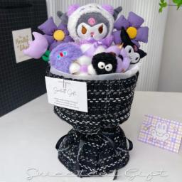 Sanrio anime kuromi buquê de flores de pelúcia dos desenhos animados hellokitty cinnamoroll brinquedo de pelúcia kawaii decoração boneca menina presente dos namorados - Image 6